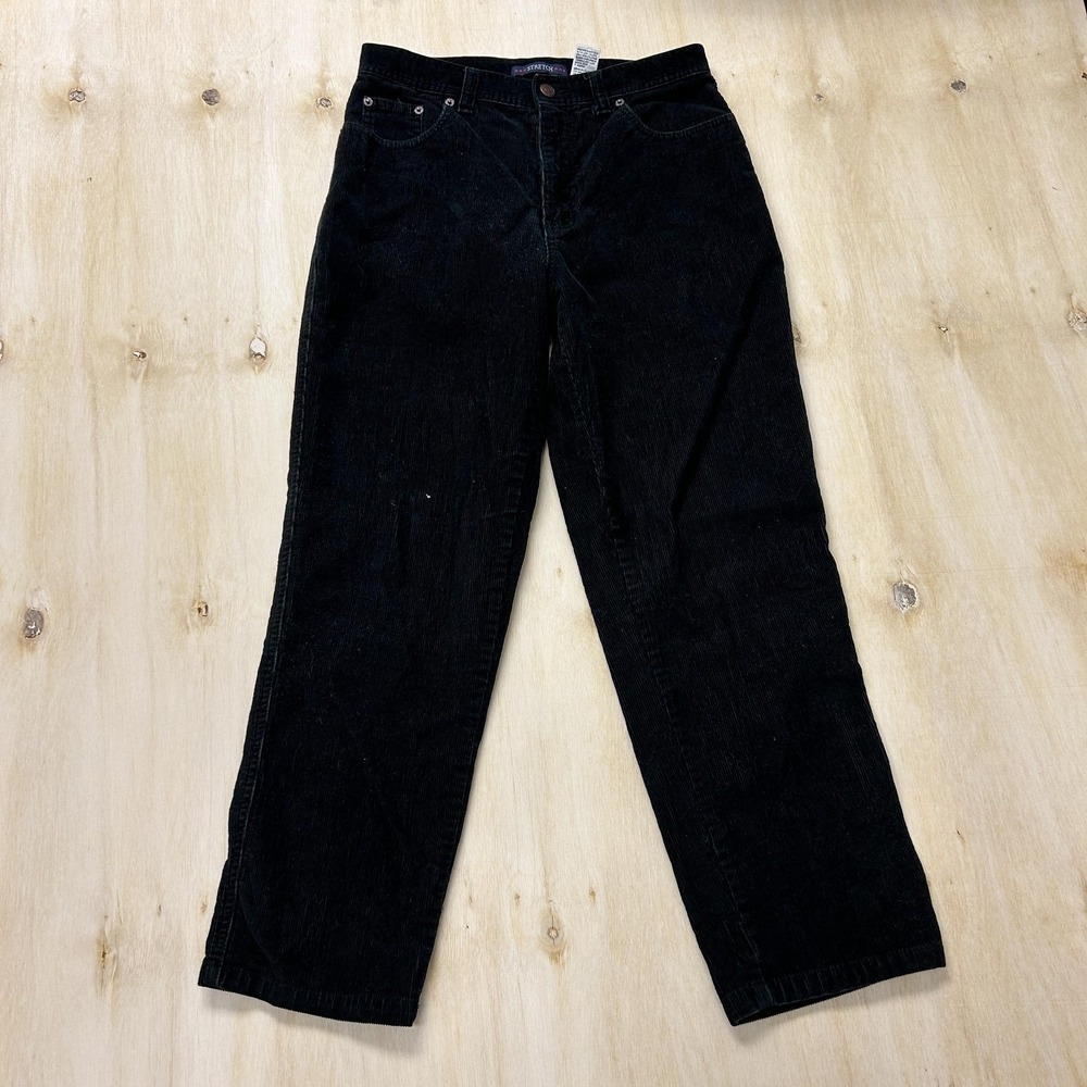 VTG Bill Blass Stretch Corduroy Pants Womens 8P Black‎ Straight Leg Classic Fit